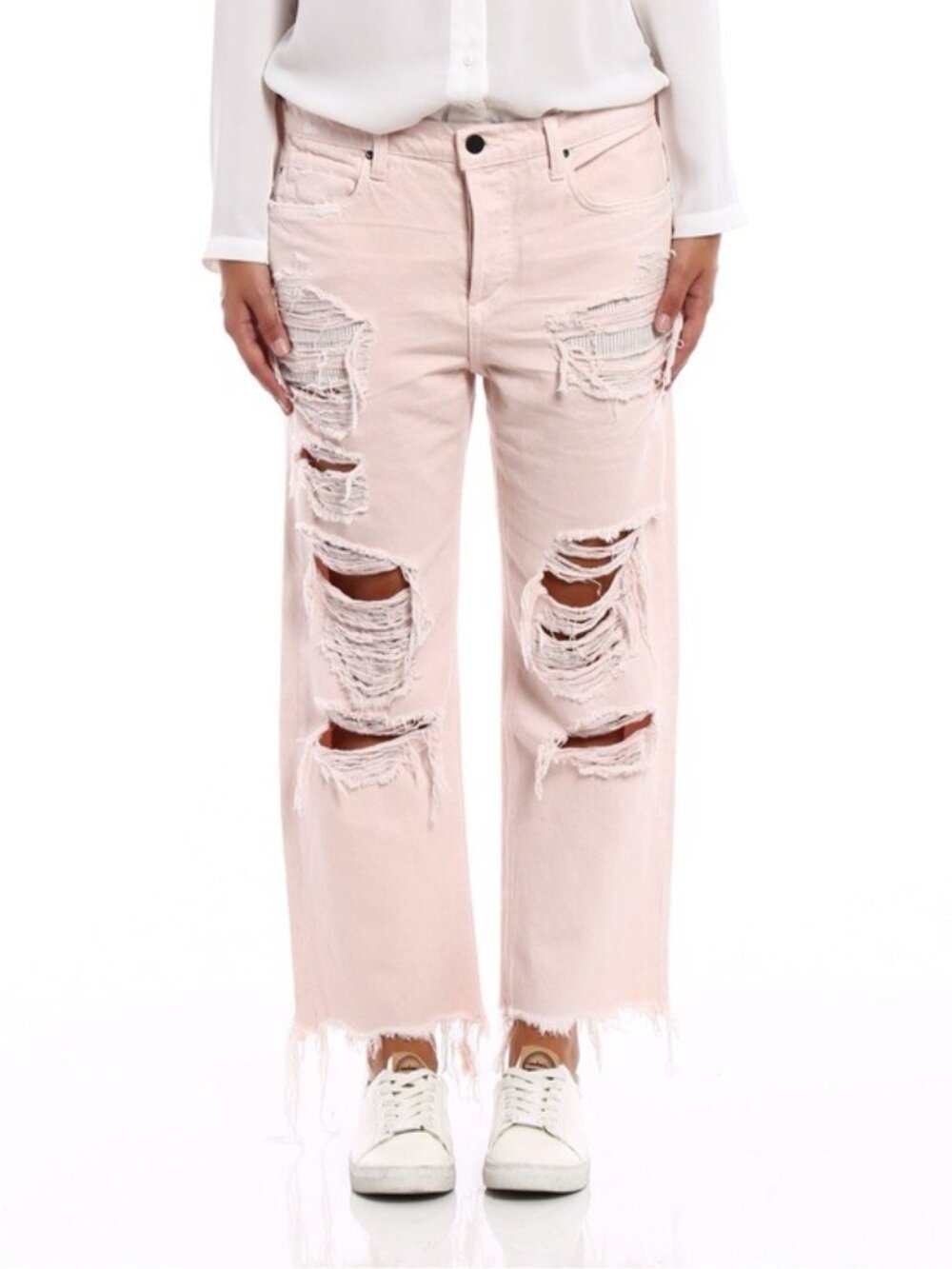 Alexander Wang Distressed Boyfriend Jeans Straight Leg Relaxed Fit Contemporary
